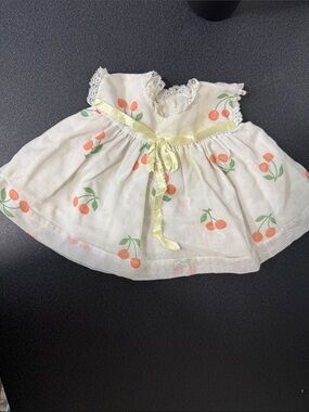 C.I. Castro White Dress with Orange Cherry Print vintage 80’s